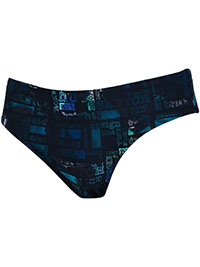 BLACK Mens Slogan Print Swim Briefs - Size L