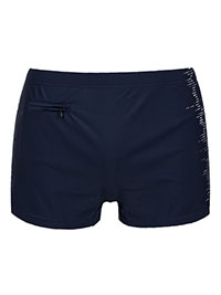 MARINE/WHITE Mens Zip Pocket Swimming Trunks - Size M