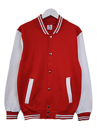 Mens Red Contrast Sleeve Varsity Jacket - Size S to L