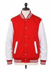 Mens Red Contrast Sleeve Varsity Jacket - Size S to L
