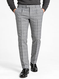 GREY Blue Glen Check Tailored Trousers - Size 38 to 48 Big&Tall