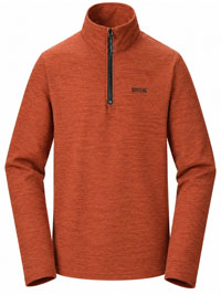 Mens BURNT HENNA Thompson Quick Dry Half Zip Fleece Top - Size M to 3XL