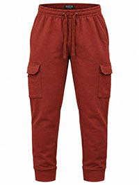 Menswear MAROON Cargo Drawstring Jogger Bottoms 26in Leg- Size S to XXL