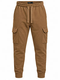Menswear SAND Cargo Drawstring Jogger Bottoms 26in Leg- Size S to XXL