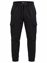 Menswear BLACK Cargo Drawstring Jogger Bottoms 26in Leg - Size S to XXL