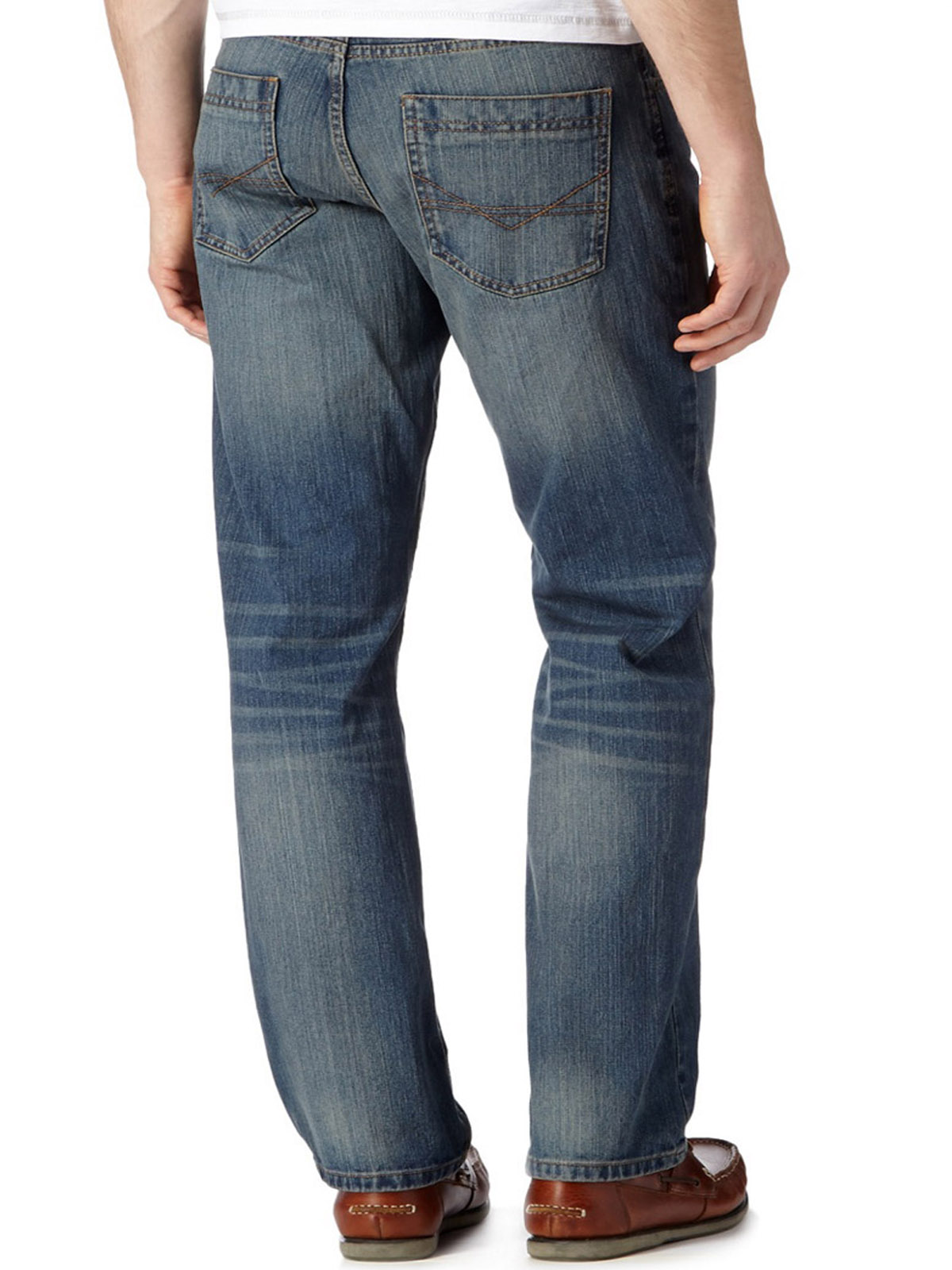 Debenhams - - D3benhams Mens BLUE Stonewash Regular Fit Denim Jeans ...