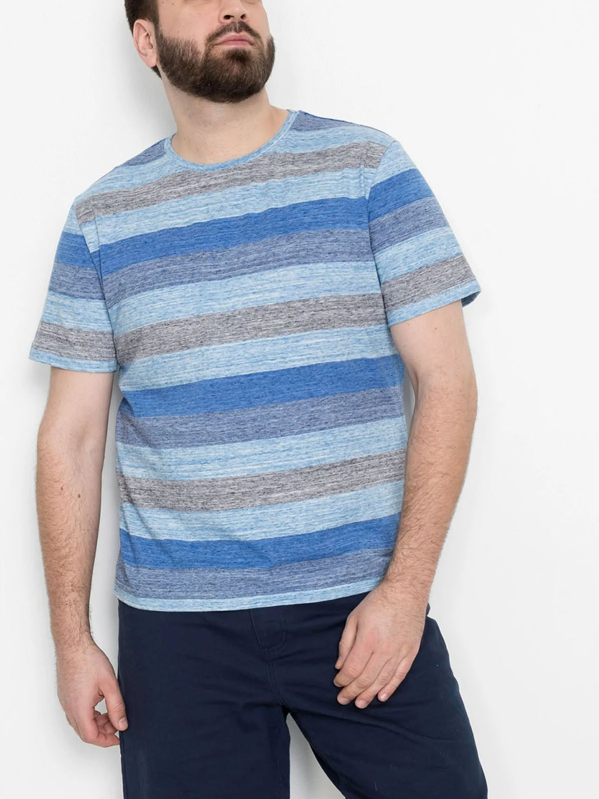 BPC - - BPC AZURE-BLUE Mens Pure Cotton Striped Short Sleeve T-Shirt ...