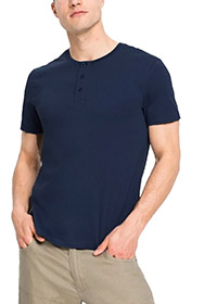 BPC NAVY Mens Pure Cotton Henley Neck T-Shirt - Size S to 4XL