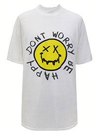 WHITE Mens Tall Puff Print Oversized T-Shirt - Size S to XL