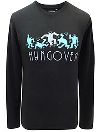 BLACK Mens Combed Cotton 'Hungover' Slogan T-Shirt - Size XS to XXL