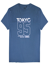 BLUE Mens Combed Cotton 'Tokyo 95' Short Sleeve T-Shirt - Size M to XXL