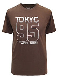 BROWN Mens Combed Cotton 'Tokyo 95' Short Sleeve T-Shirt - Size M to XXL