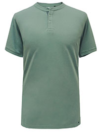 SAGE-GREEN Mens Mandarin Collar Combed Cotton Polo Shirt - Size L to XXL