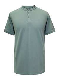 SAGE Mens Mandarin Collar Combed Cotton Polo Shirt - Size L