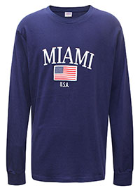 NAVY Mens Pure Cotton 'Miami USA' Long Sleeve Lounge T-Shirt - Size XXL