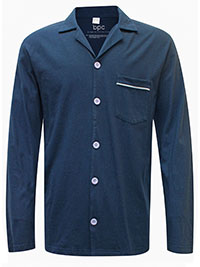 NAVY Mens Pure Cotton Revere Collar Pyjama Top - Size S to M