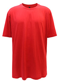 RED Mens Pure Cotton Crew Neck T-Shirt - Plus Size 4X