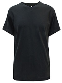 BLACK Mens Pure Cotton V-Neck T-Shirt - Plus Size XL to XXL