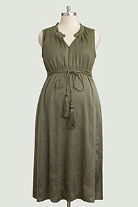 MATERNITY KHAKI Sleeveless Satin Dress - Size 6/8 to 14/16 (Small to Large)