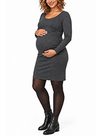 MATERNITY GREY Long Sleeve Dress - Size 6/8 to 26/28 (XS to 2XL)