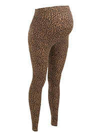 MATERNITY BROWN Full Panel Animal Print Leggings - Size 10/12 to 18/20 (M to XL)
