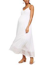 MATERNITY Motherhood WHITE Lace Insert Maxi Dress - Size 10 to 20 (S to 1X)
