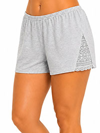 GREY-MARL Super Soft Modal Blend Lace Panel Shorts - 8/10 to 12/14 (Small to Large)