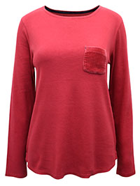 WS SPICED-RED Pure Cotton Long Sleeve Loungewear Top - Size M to L