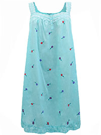 AQUA Colored Peony Short Embroidered Nightgown - Plus Size 20/22 to 24/26 (L to 1X)
