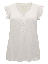 FF IVORY Modal Blend Luna Frill Sleeve Top - Size 8 to 14