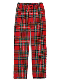 RED Pure Cotton Tartan Flannel Pyjama Bottoms - Size 6 to 30/32 (XS to 4XL)