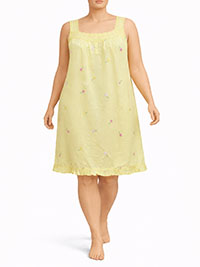 YELLOW Short Frill Hem Embroidered Gown - Plus Size 16/18 to 44/46 (US M to 6X)