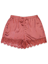 MSN PINK Lace Trim Satin Shorts - Size 10 to 14 (S to L)