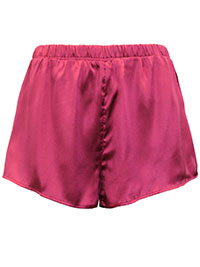 MSN CLARET Pull On Satin Pyjama Shorts - Size 10 to 16 (S to XL)