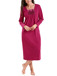FUCHSIA Pure Cotton Long Sleeve Nightdress - Size 10/12 to 30/32