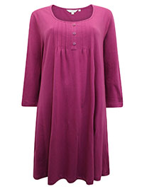 MAGENTA Pure Cotton 3/4 Sleeve Nightie - Plus Size 16/18