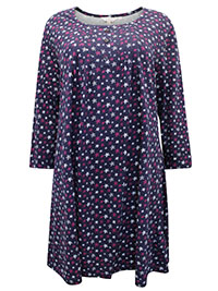 NAVY Pure Cotton Spot Print Nightie - Plus Size 16/18
