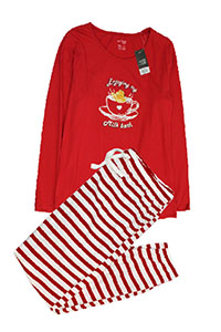 RED Pure Cotton Festive Christmas Gingerbread Man Pyjama Set - Size M
