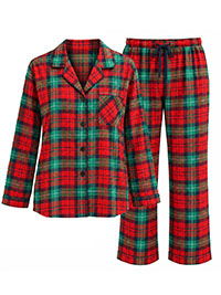 RED GREEN Tartan Cotton Flannel Pyjama Set - Size XL to XXL