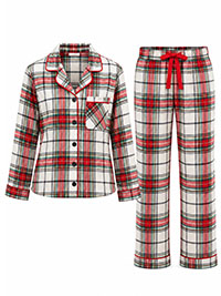 RED WHITE Tartan Cotton Pyjama Set - Size S to L