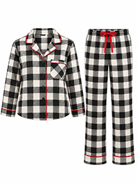 BLACK WHITE Buffalo Check Cotton Pyjama Set - Size XS to L
