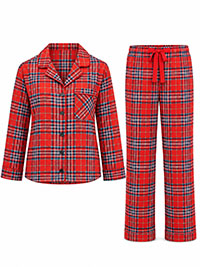 RED Tartan Cotton Pyjama Set - Size M to XXL
