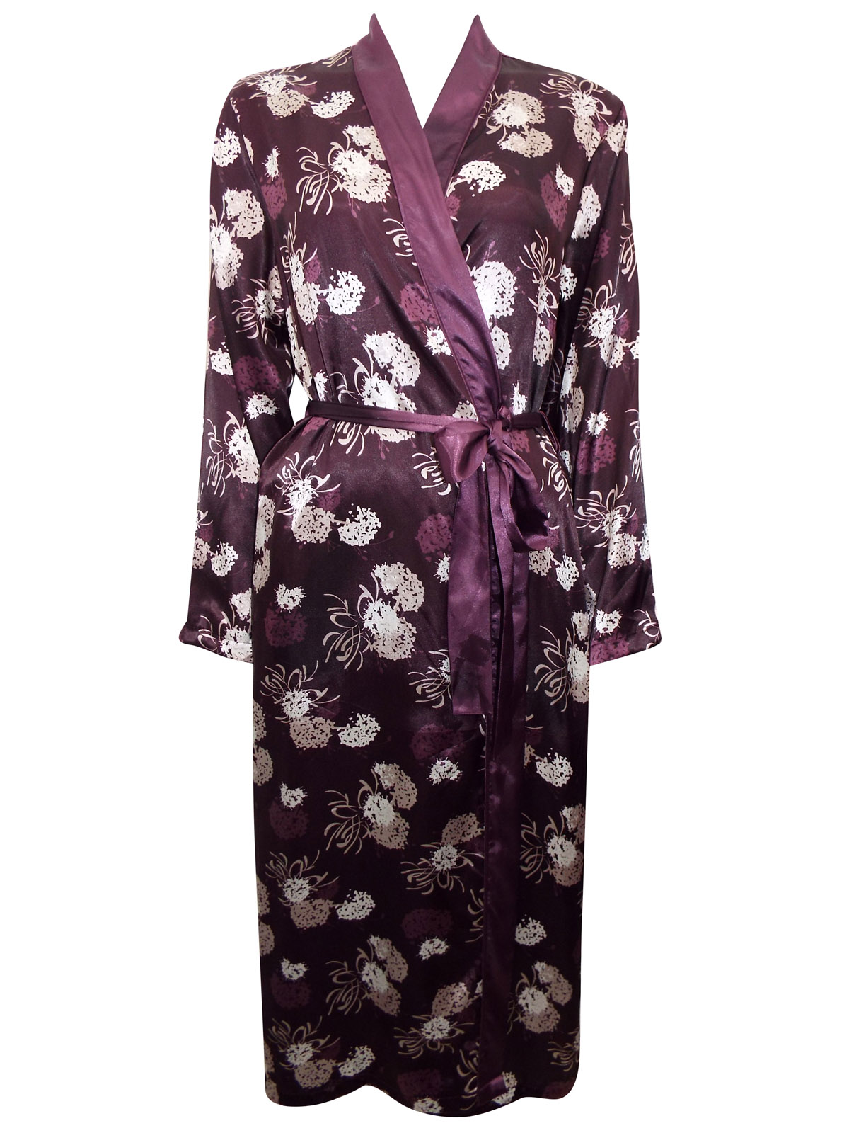 PLUM Floral Satin Dressing Gown - Size 12/14 to 20/22