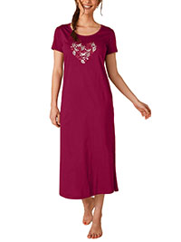 CLARET Pure Cotton Butterfly Print Long Nightdress - Size 8 to 30 (EU 36 to 58)