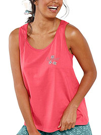 CORAL Pure Cotton Sleeveless Loungewear Top - Plus Size 16 to 24 (EU 44 to 52)