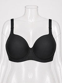 Plus Size Black Ultra Smooth Super Soft Padded T-shirt Bra - Size 38 to 46 (D to G Cups)