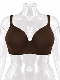 Plus Size Chocolate Ultra Smooth Super Soft Padded T-shirt Bra - Size 38 to 46 (D to G Cups)