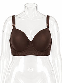 Plus Size Chocolate Longline Moulded Strapless Bra - Size 38 to 46 (D to G Cups)