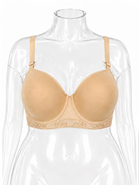Plus Size Latte Longline Moulded Strapless Bra - Size 38 to 46 (D to G Cups)