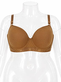 Plus Size Mocha Longline Moulded Strapless Bra - Size 38 to 46 (D to G Cups)